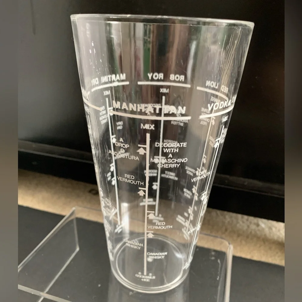 Drink Mixer Tumbler Cup Cocktails Cheat Sheet Clear Plastic Tall